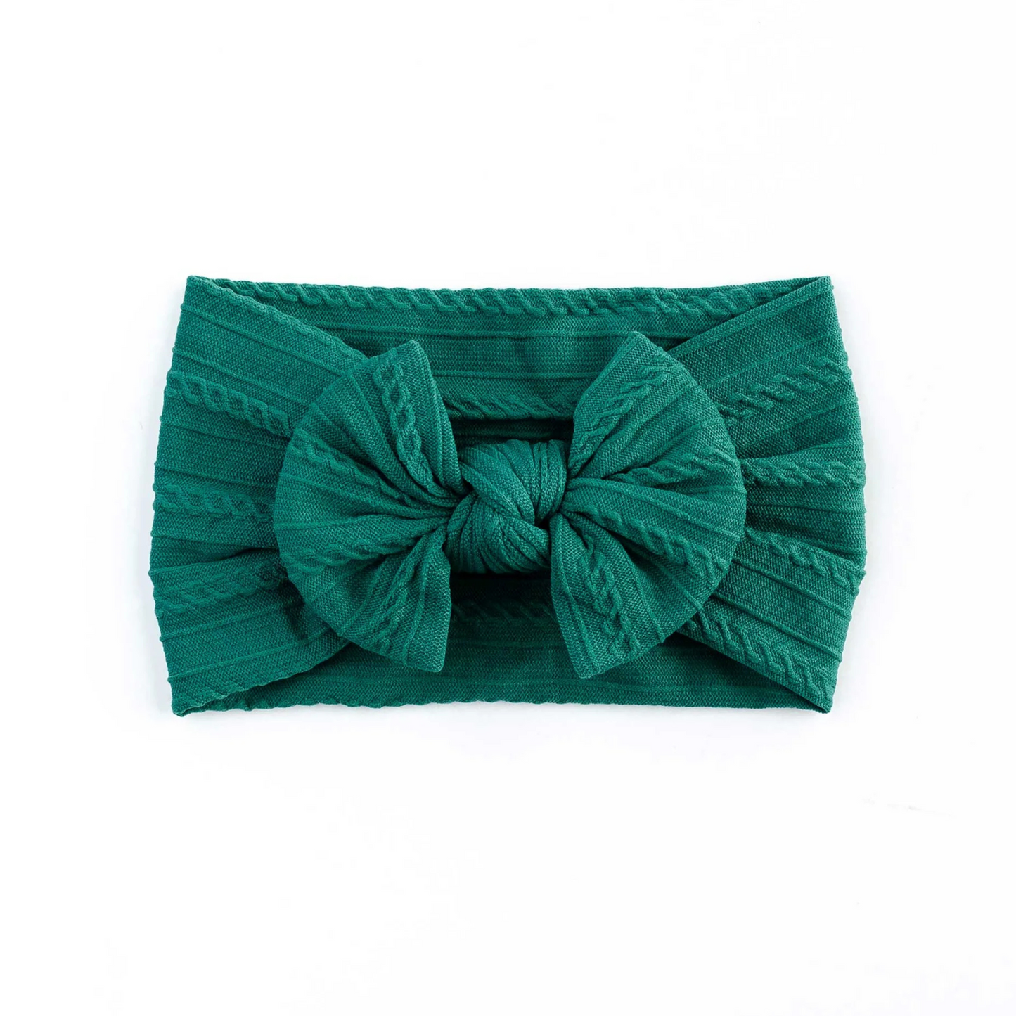 Forest green - Baby cable bow headband