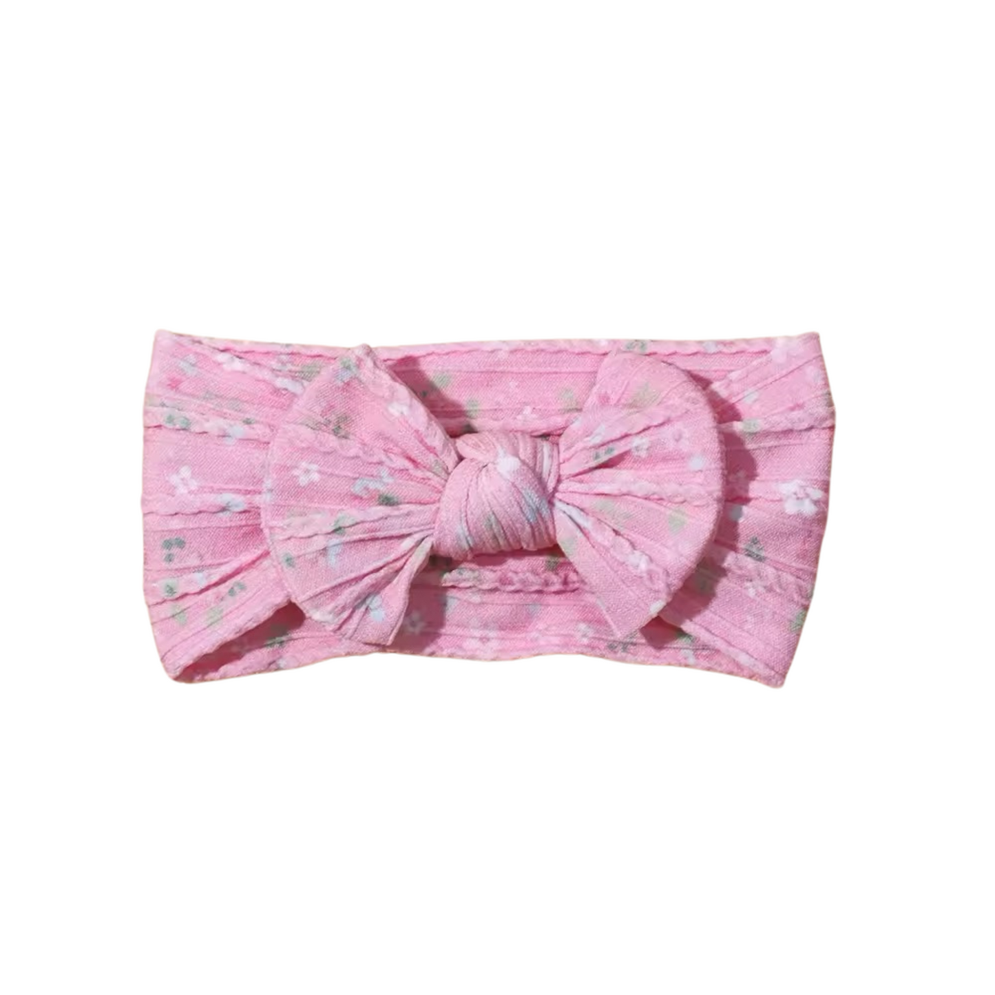 Sweet pinky pattern - Baby cable bow headband