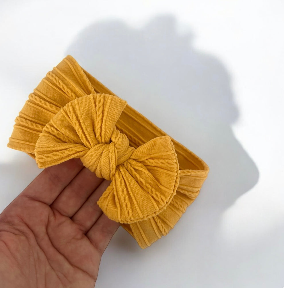 Yellow - Baby cable bow headband