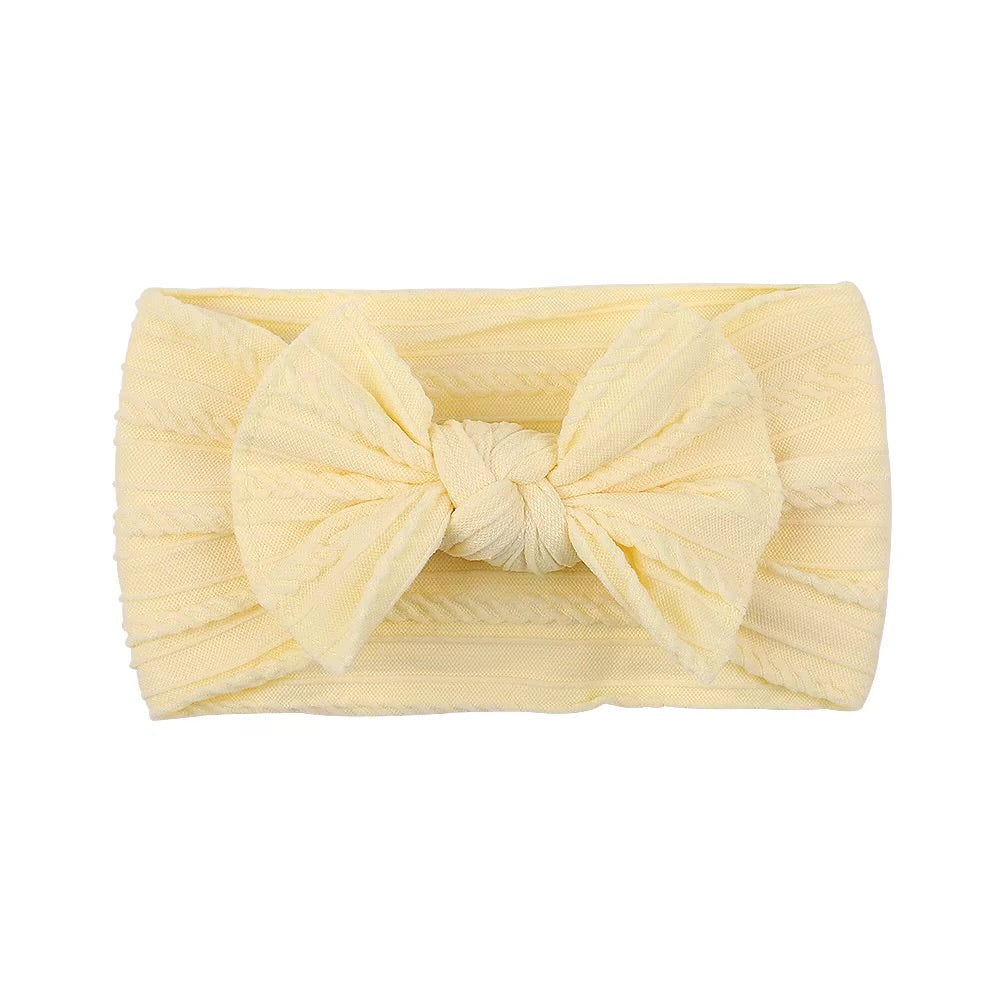 Soft yellow - Baby cable bow headband