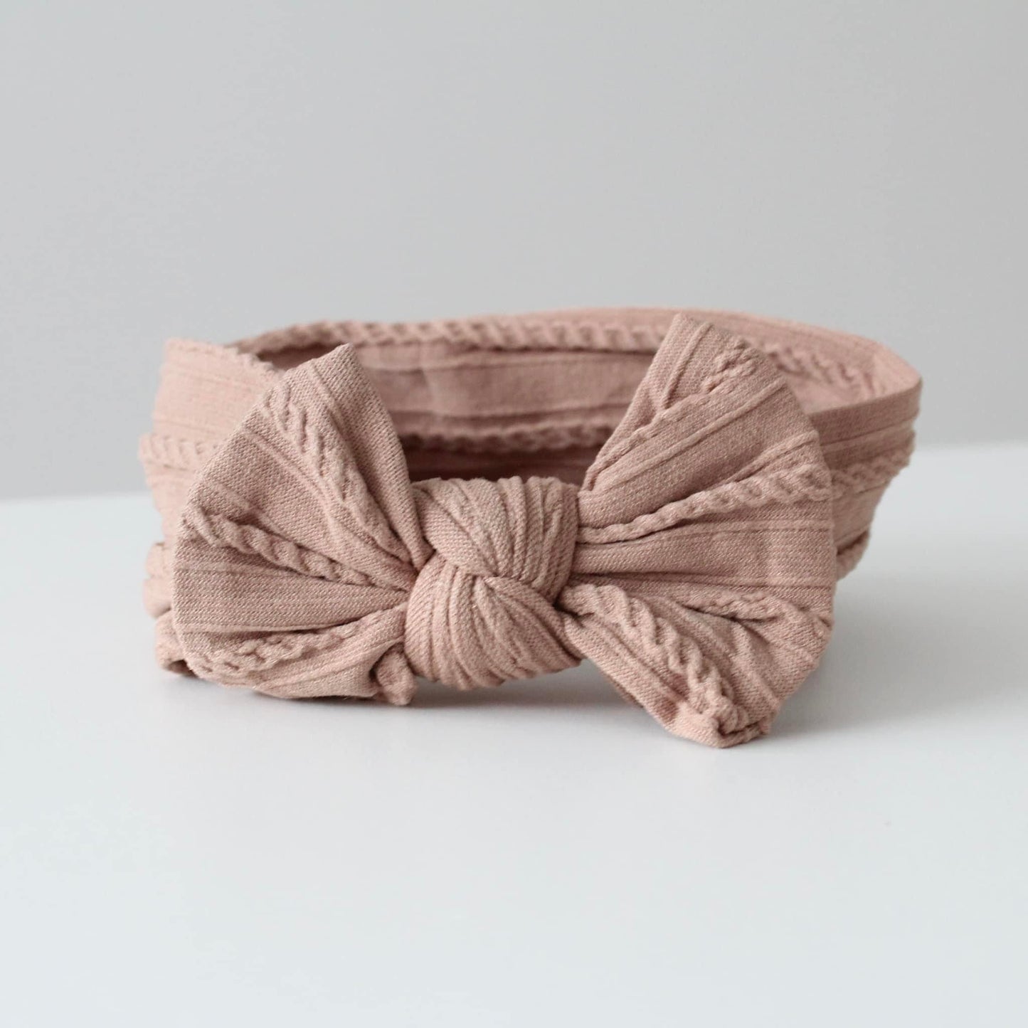 Nude - Baby cable bow headband