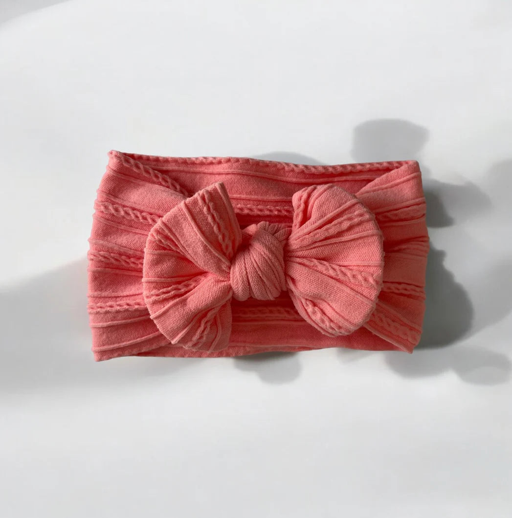 Coral - Baby cable bow headband