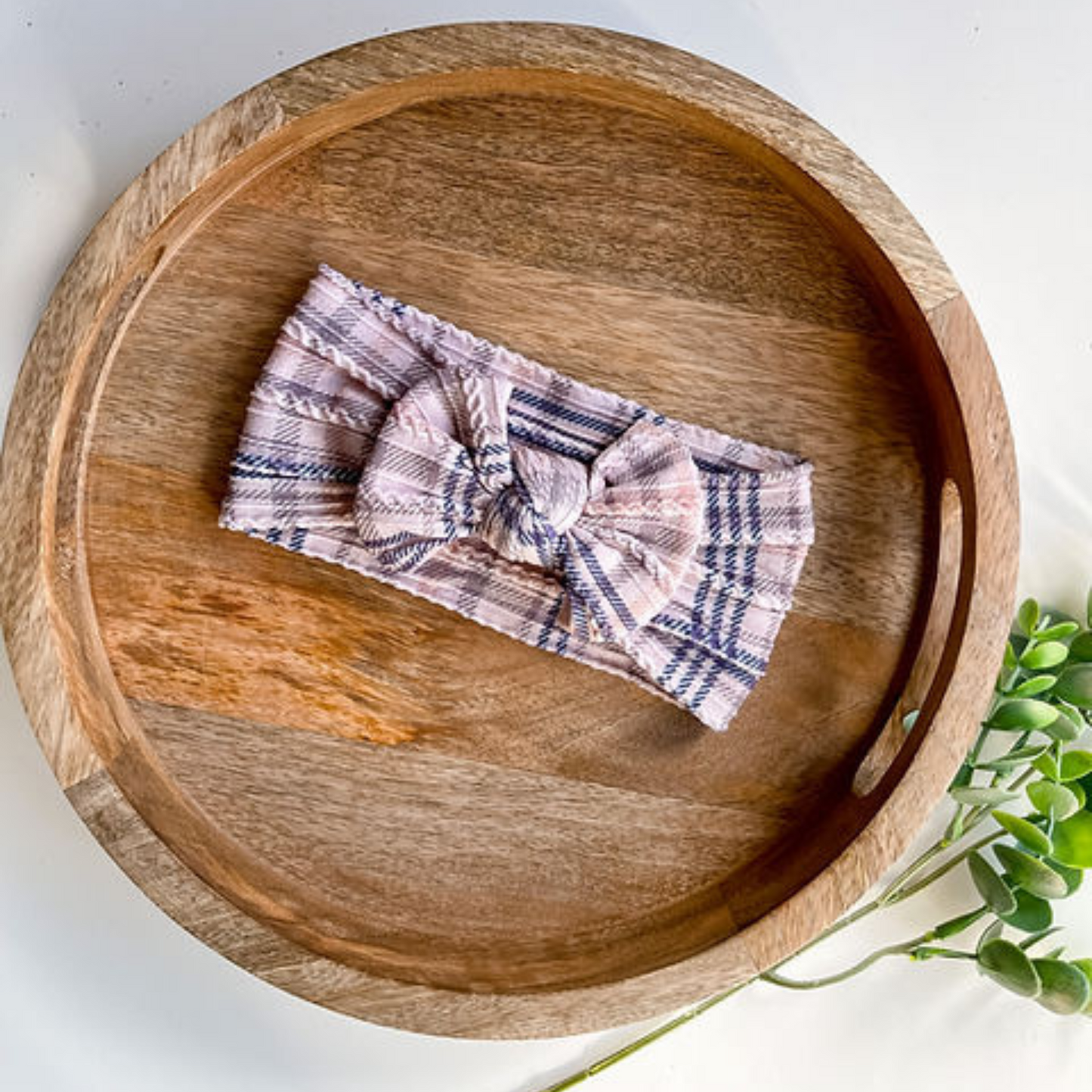 "Burberry" type pattern - Baby cable bow headband