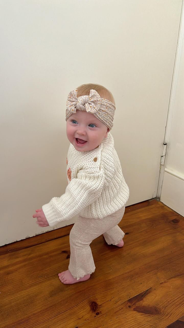 Stylish nude floral pattern - Baby cable bow headband