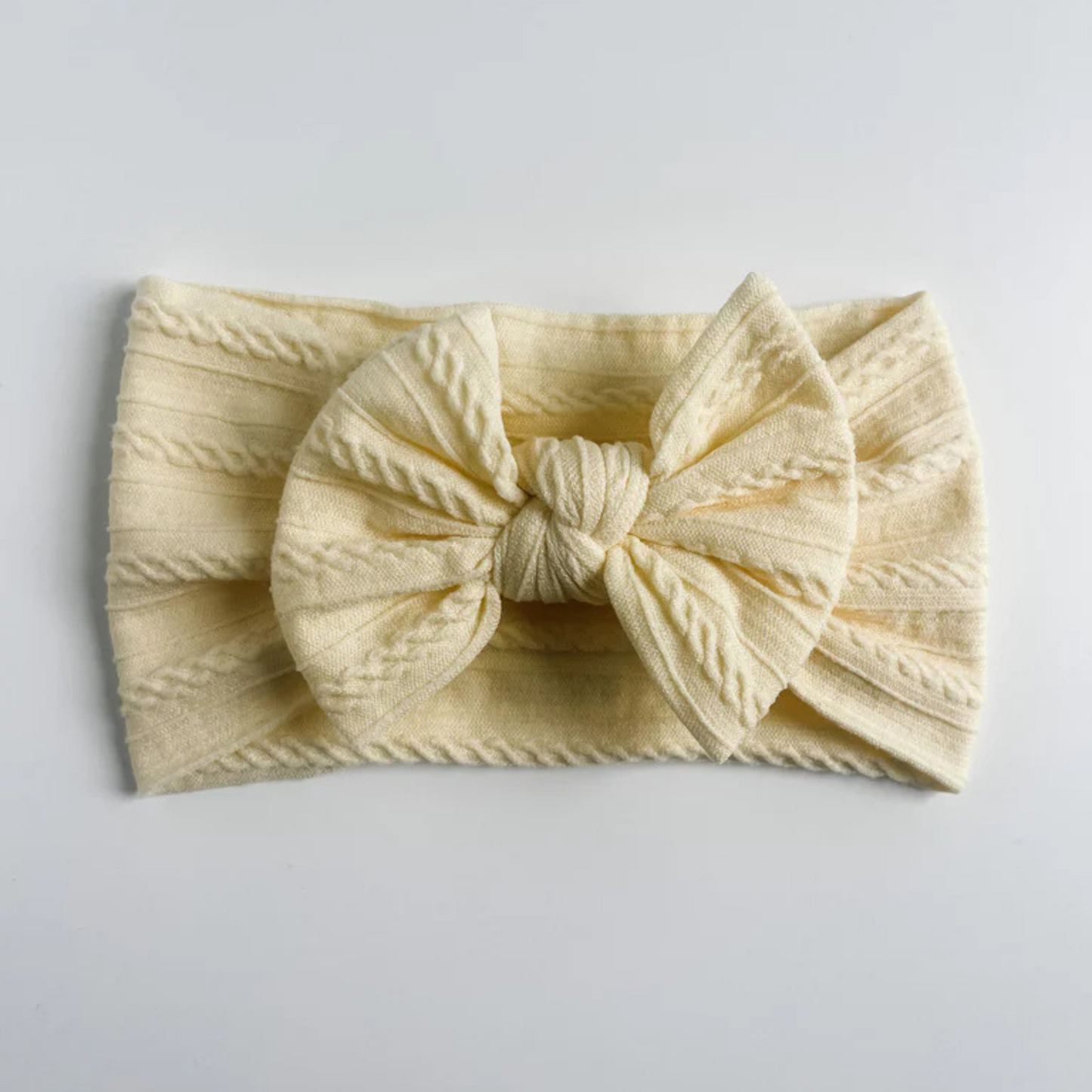 Soft yellow - Baby cable bow headband