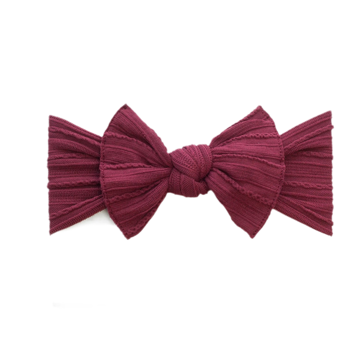 Burgundy - Baby cable bow headband