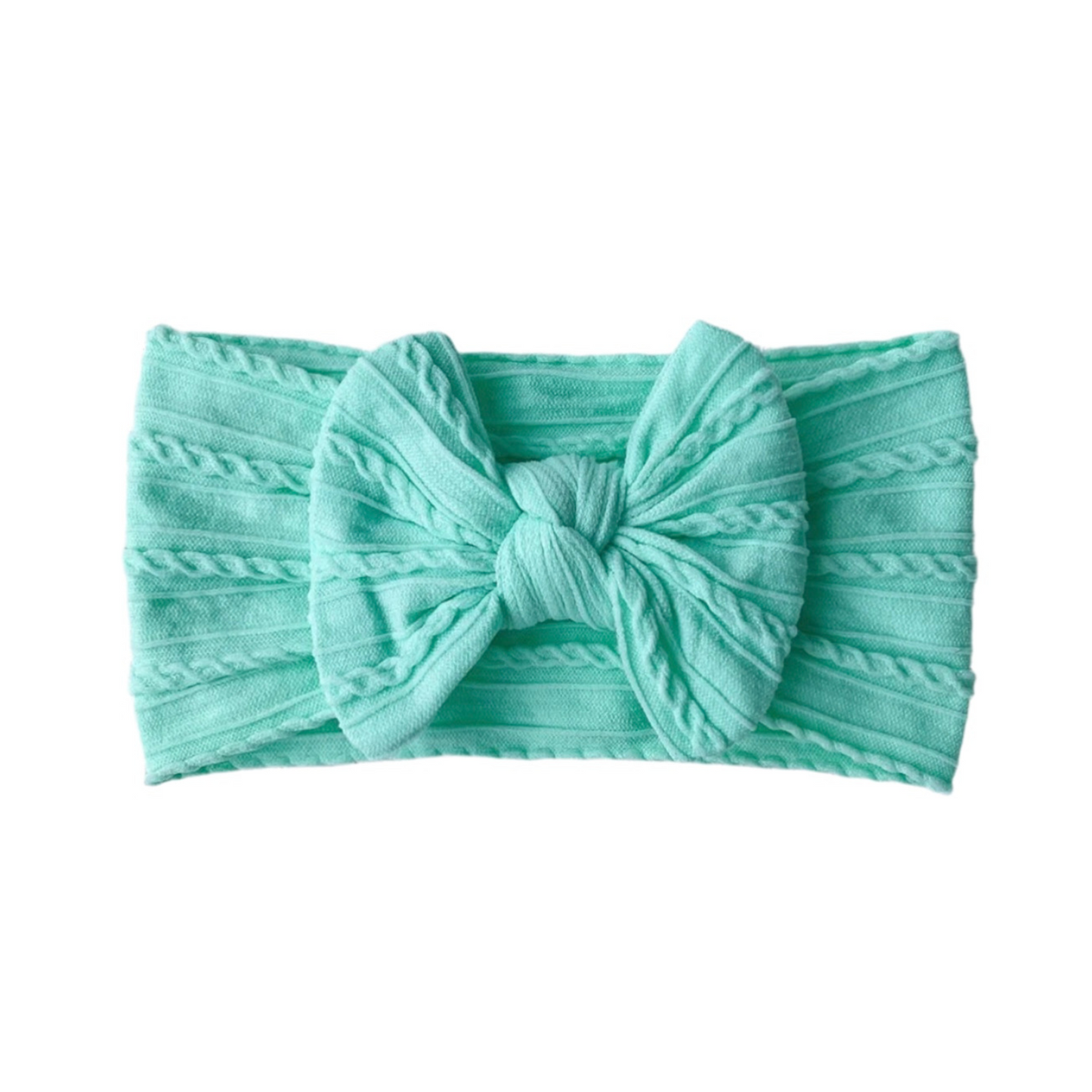 Mint green - Baby cable bow headband