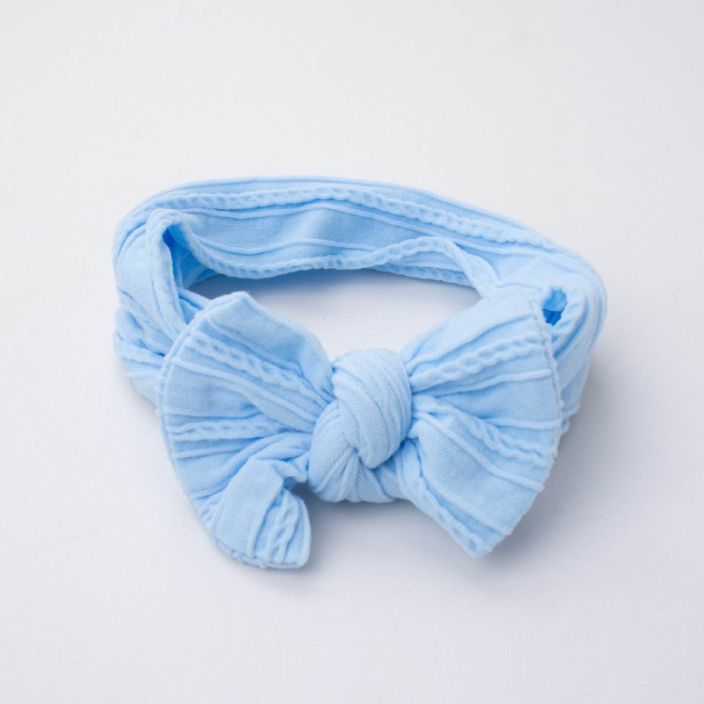 Light blue - Baby cable bow headband
