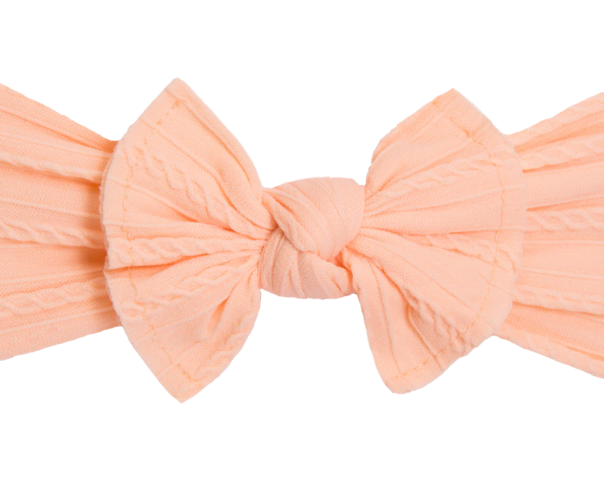 Light peach - Baby cable bow headband