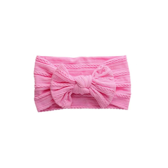 Candy Pink - Baby cable bow headband