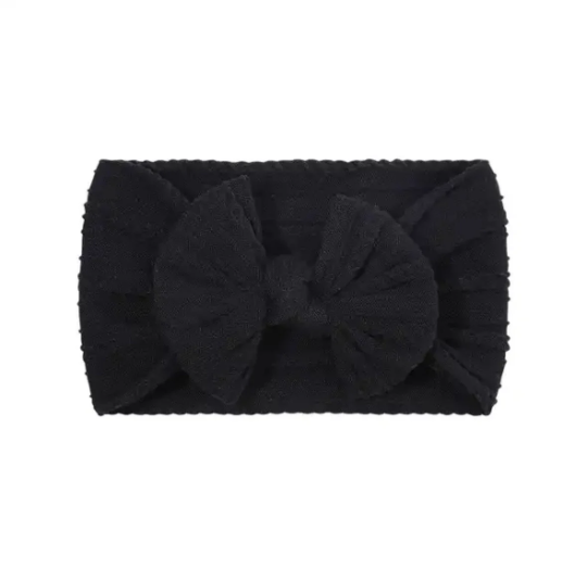 Black - Baby cable bow headband