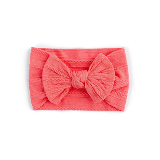 Coral - Baby cable bow headband