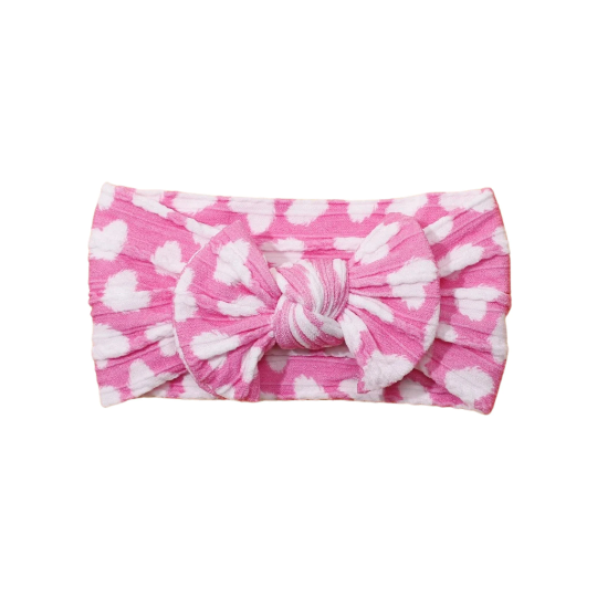 Pink clouds - Baby cable bow headband