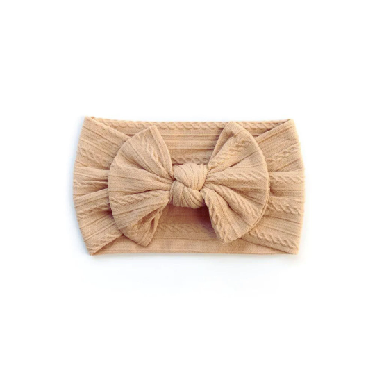 Sand brown - Baby cable bow headband