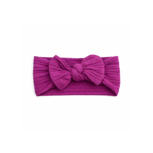 Deep fuchsia purple - Baby cable bow headband