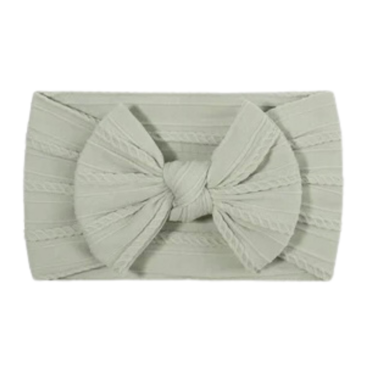 Green sage - Baby cable bow headband