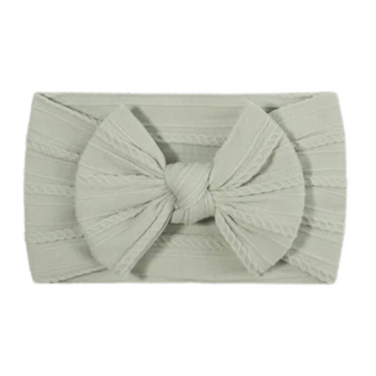 Green sage - Baby cable bow headband