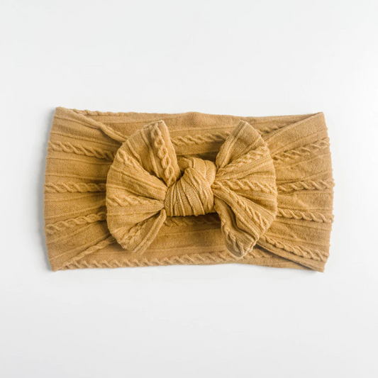Mustard - Baby cable bow headband