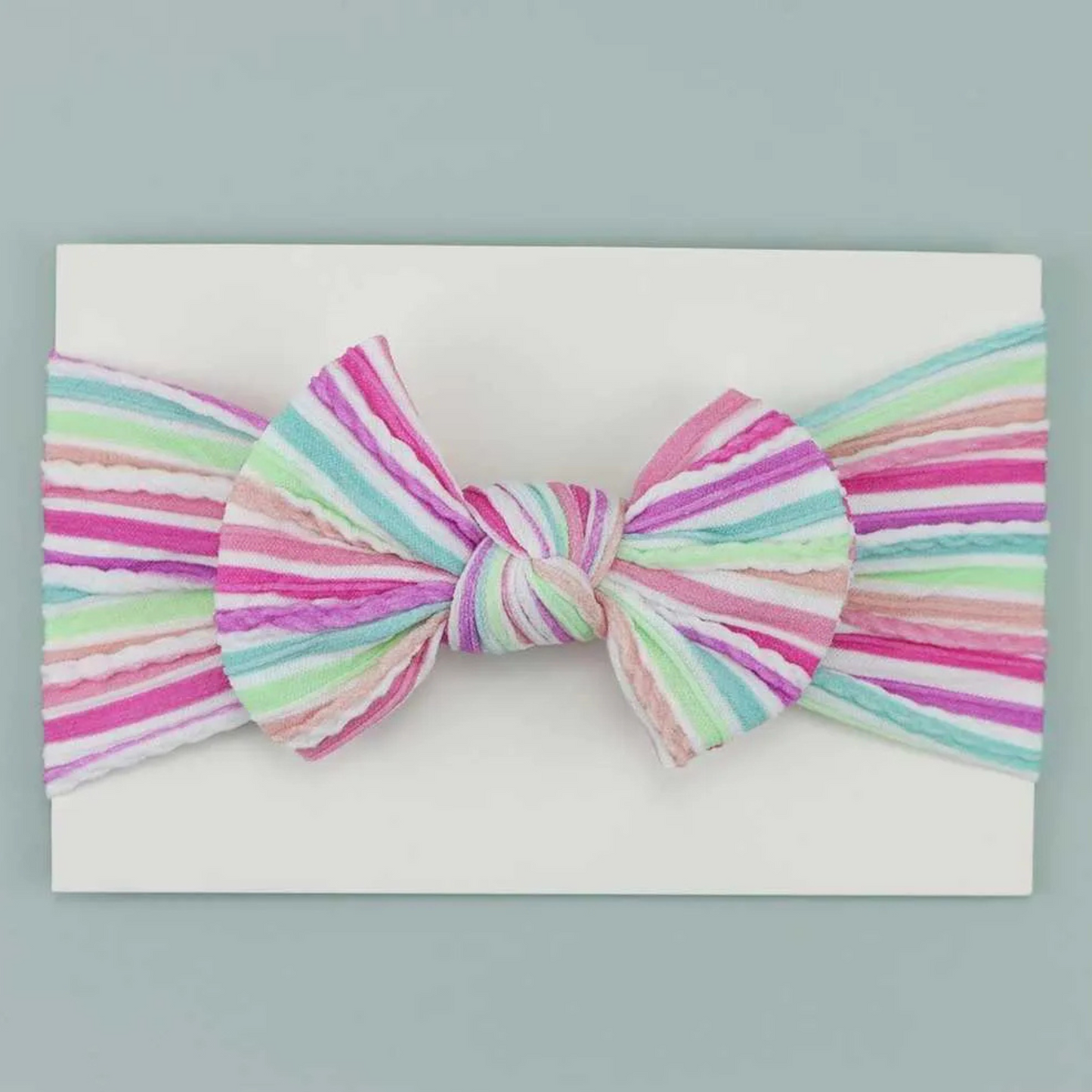 Striped colorful - Baby cable bow headband