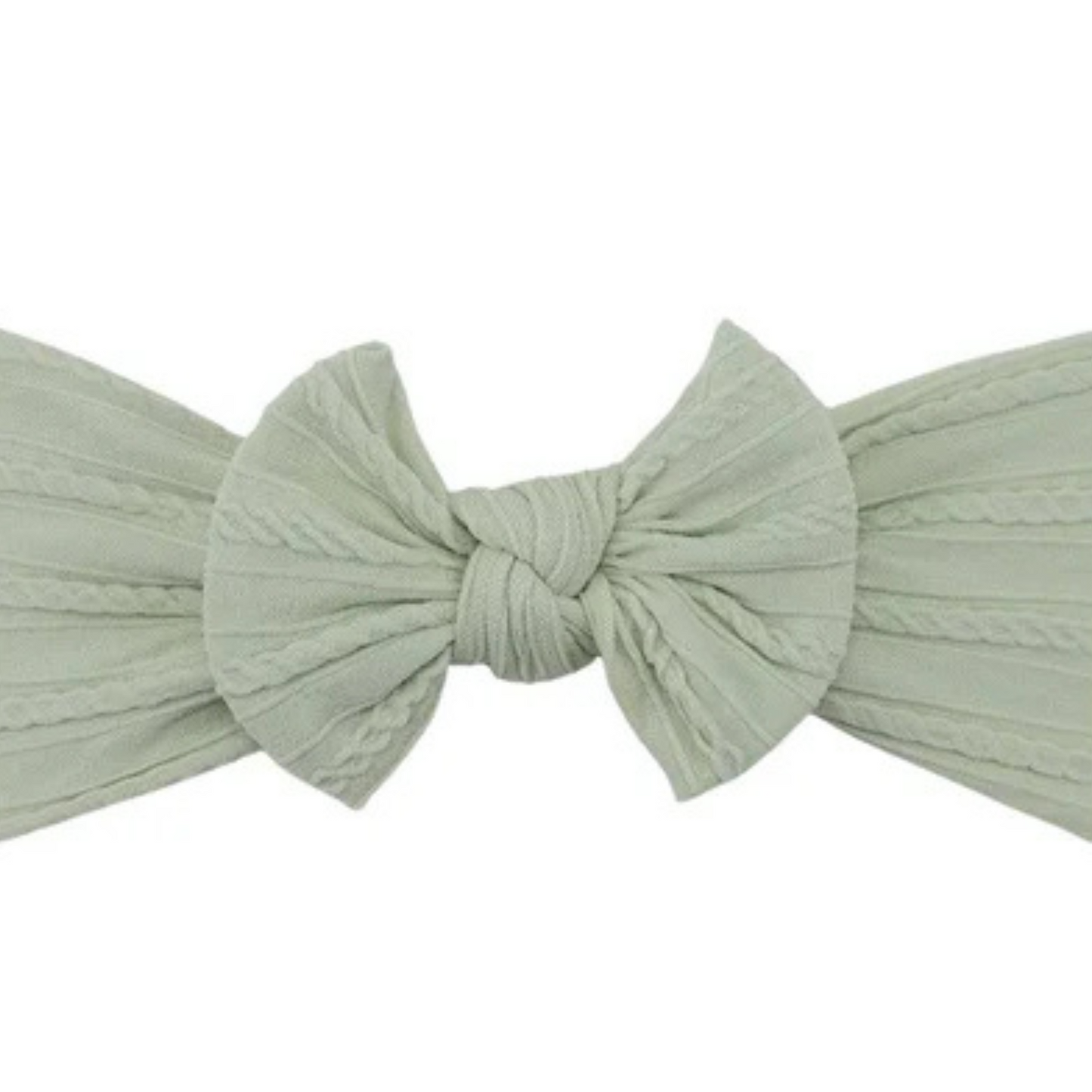 Green sage - Baby cable bow headband