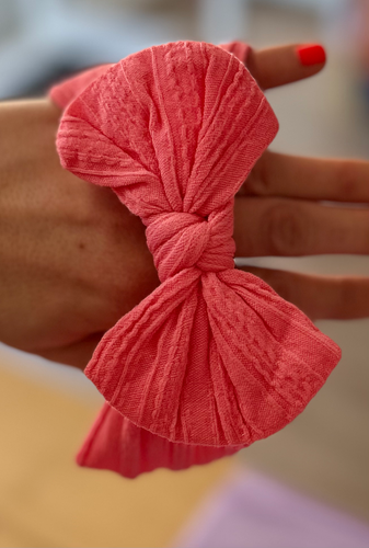 Coral - Baby cable bow headband