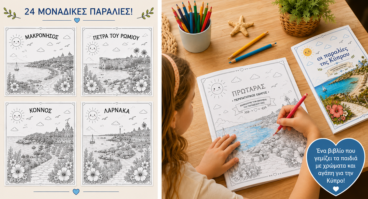 24 Cyprus beaches – Digital Coloring Book