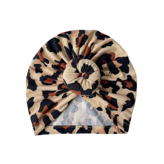 Leopard - Baby turban hat