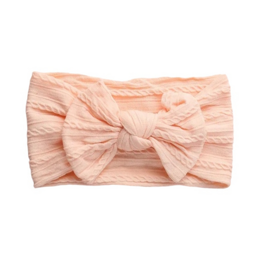 Light peach - Baby cable bow headband