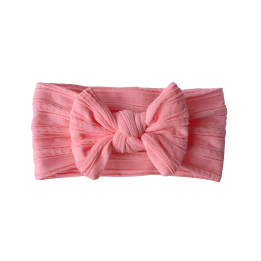 Rose pink - Baby cable bow headband