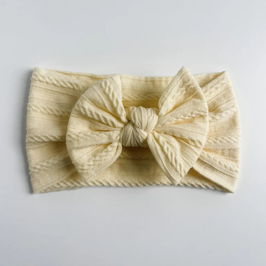 Soft yellow - Baby cable bow headband
