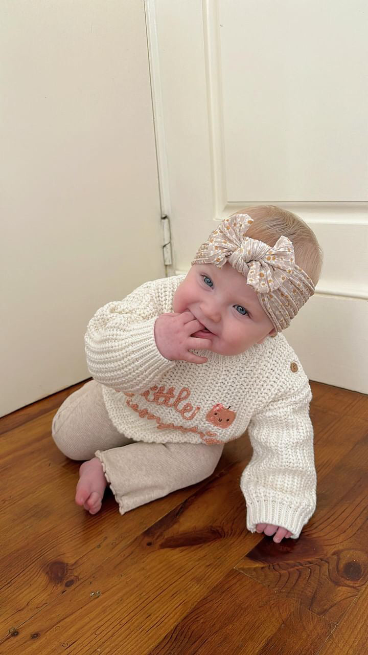 Stylish nude floral pattern - Baby cable bow headband