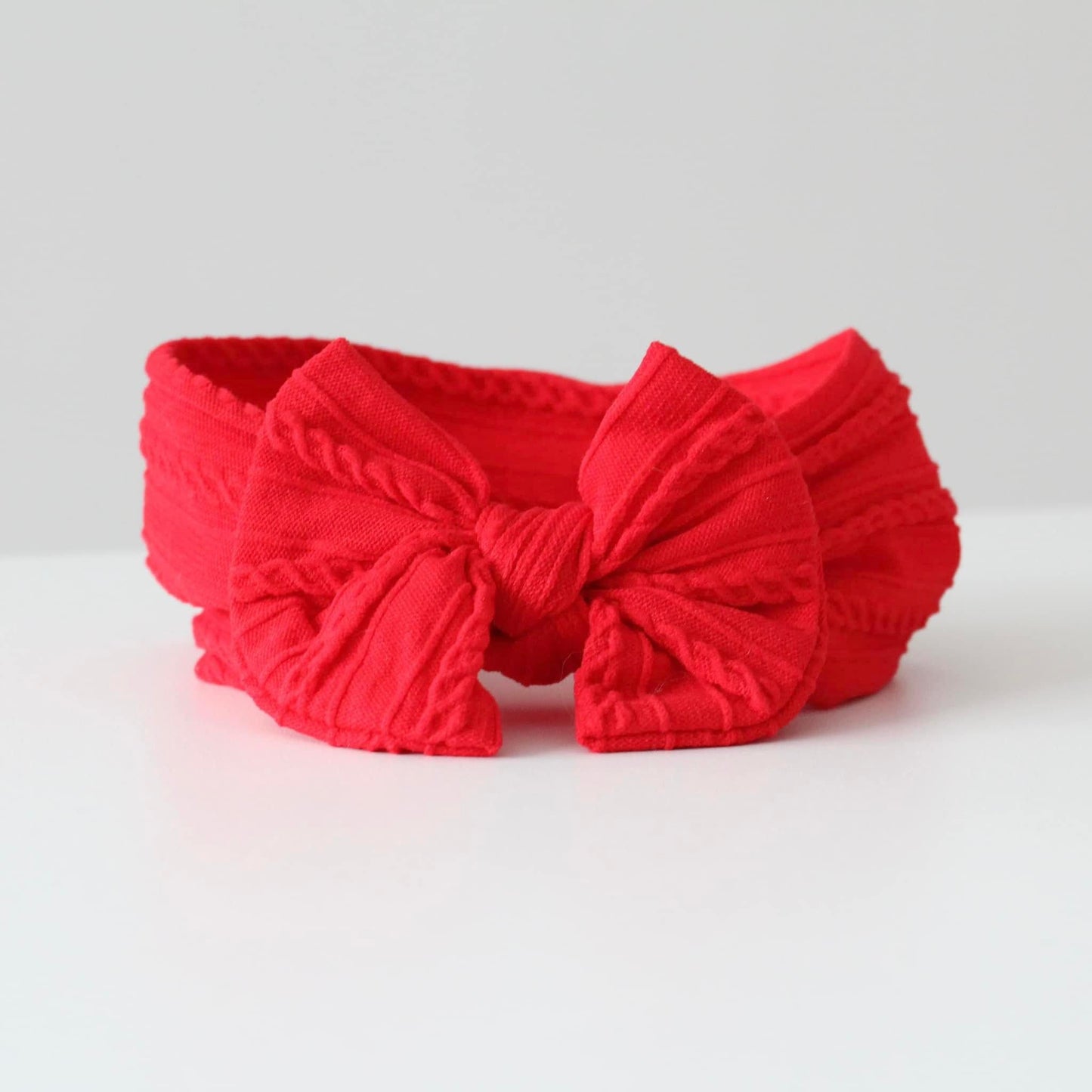 Red - Baby cable bow headband