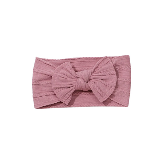 Berry pink - Baby cable bow headband