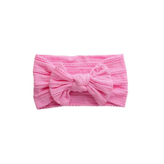 Candy Pink - Baby cable bow headband