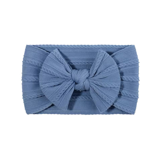 Dusty blue - Baby cable bow headband