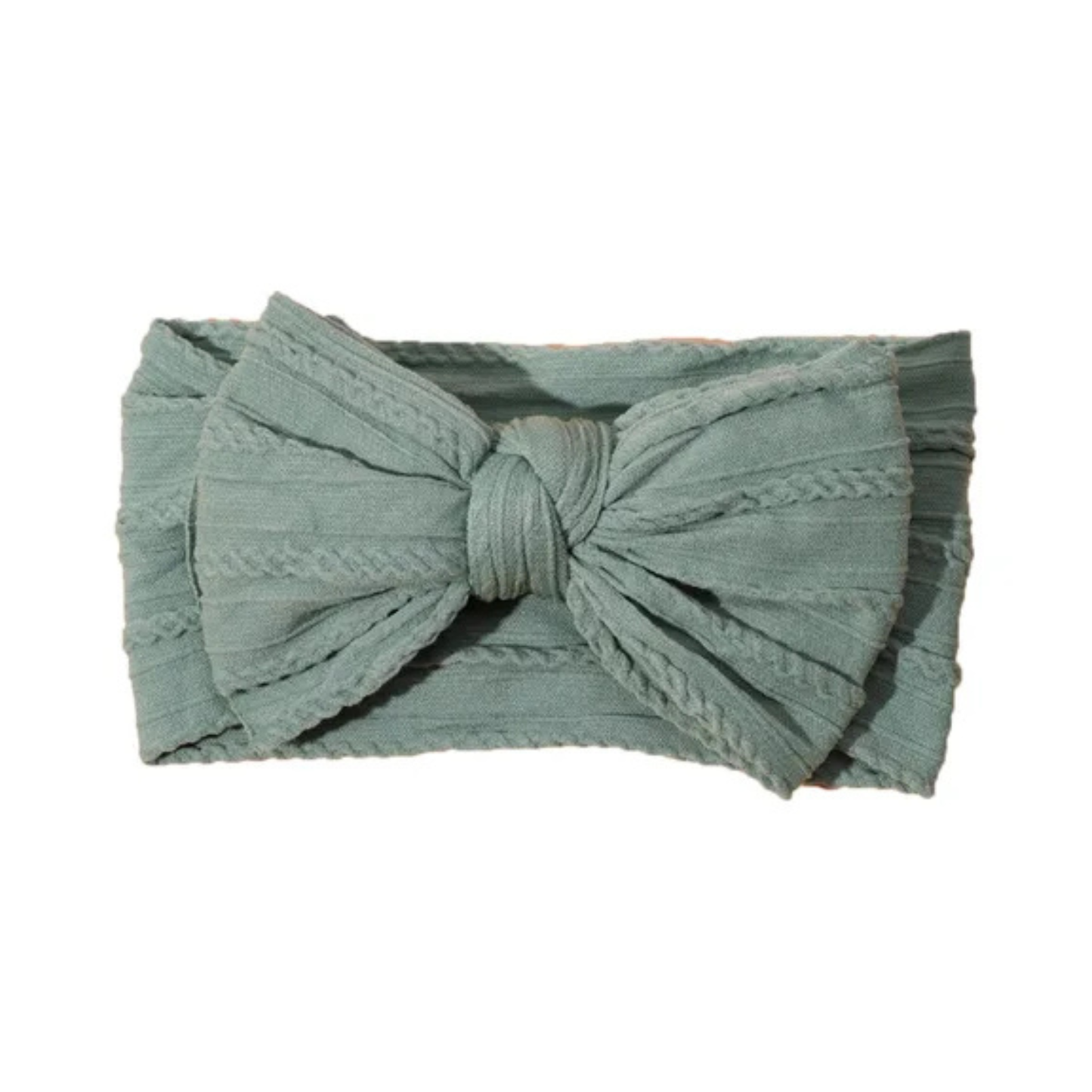 Dusty green - Baby cable bow headband