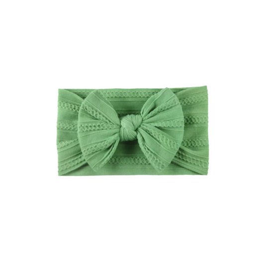 Green - Baby cable bow headband