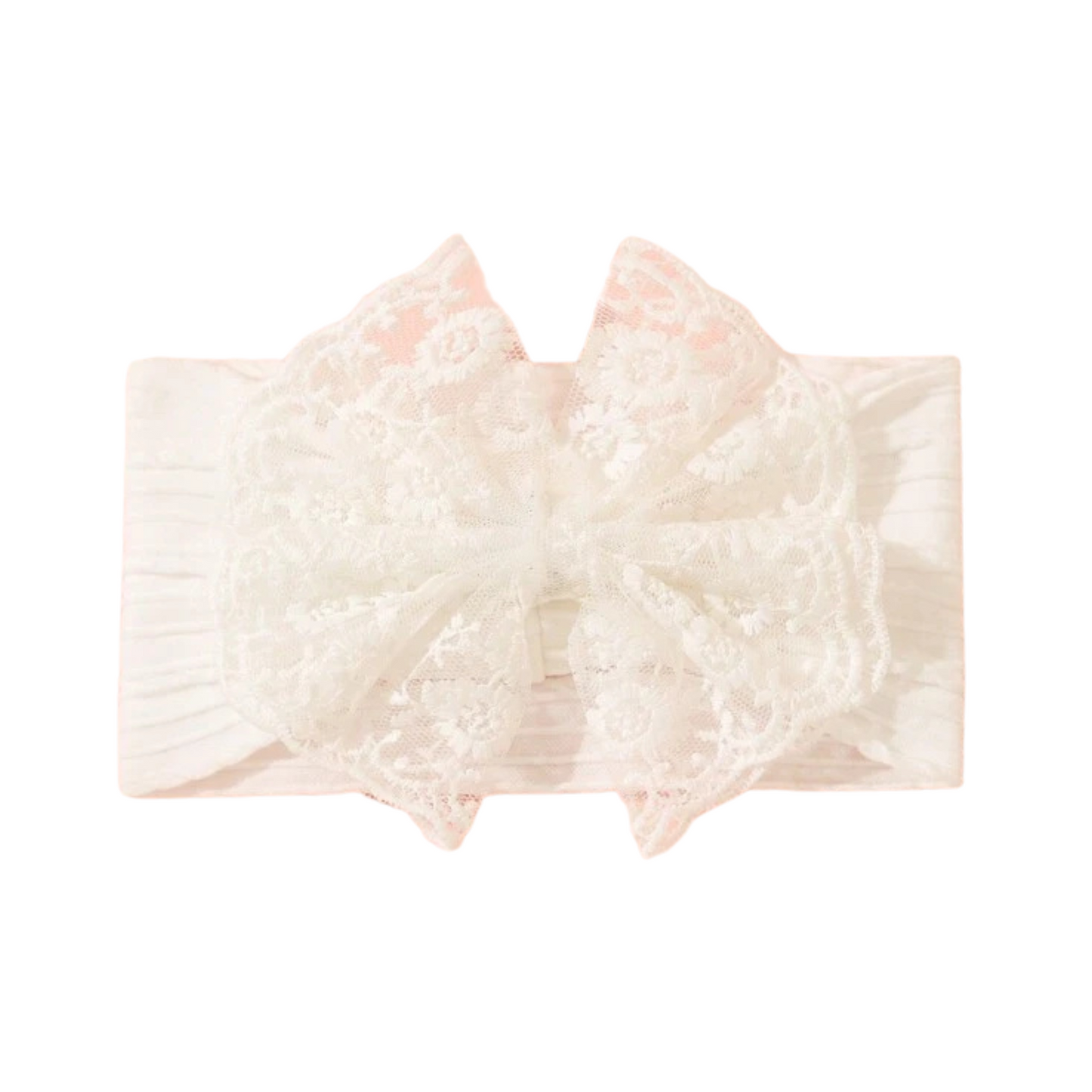 Lace White - Baby cable bow headband