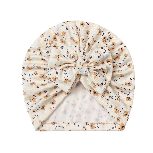 Vintage floral beige - Baby turban hat