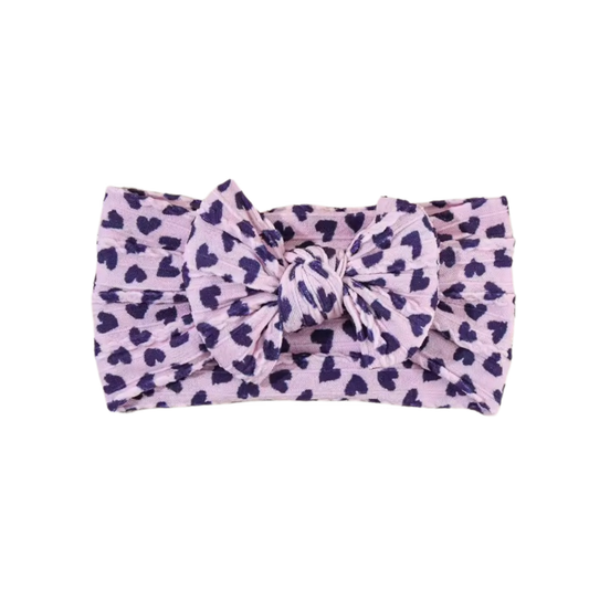 Valentine's navy blue hearts pattern - Baby cable bow headband