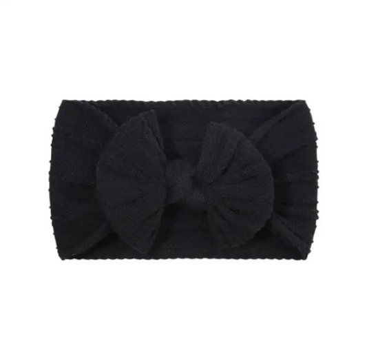 Black - Baby cable bow headband