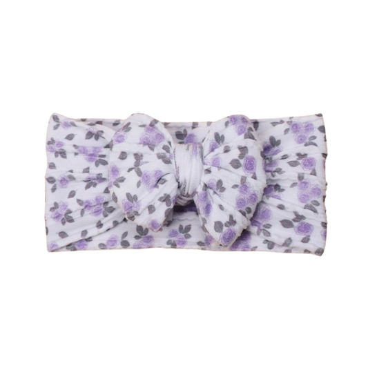 Light purple lavender pattern - Baby cable bow headband