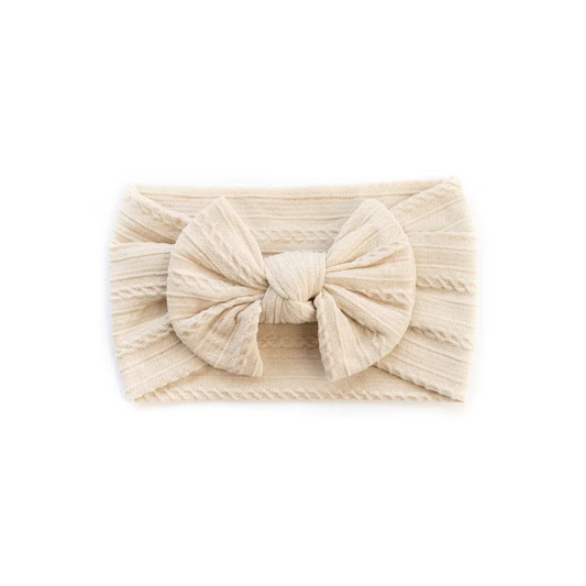 Light Oat - Baby cable bow headband