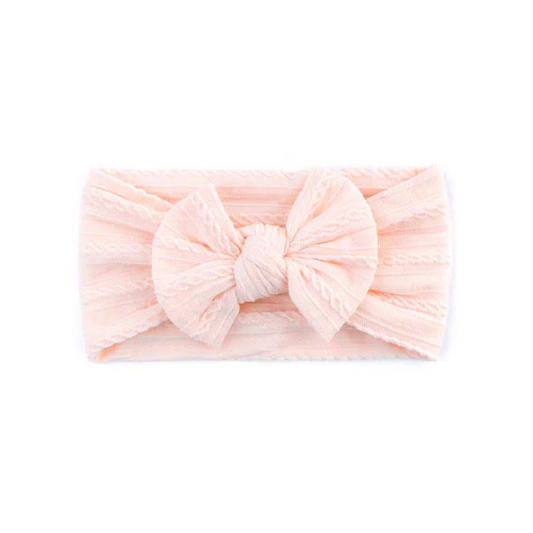 Light pink - Baby cable bow headband