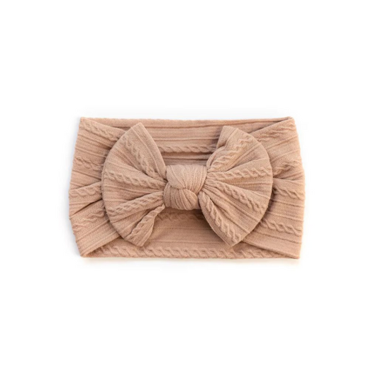 Nude - Baby cable bow headband