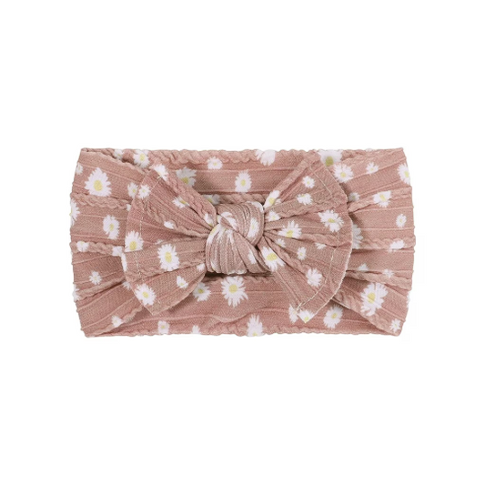 Nude floral pattern - Baby cable bow headband