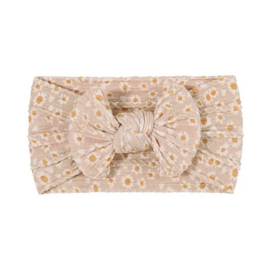 Stylish nude floral pattern - Baby cable bow headband