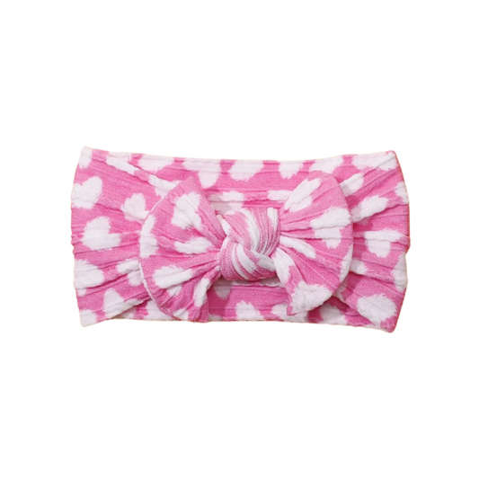 Pink clouds - Baby cable bow headband