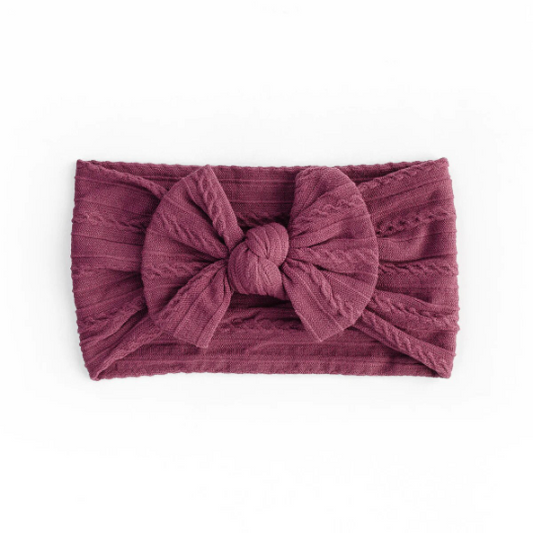 Plum - Baby cable bow headband