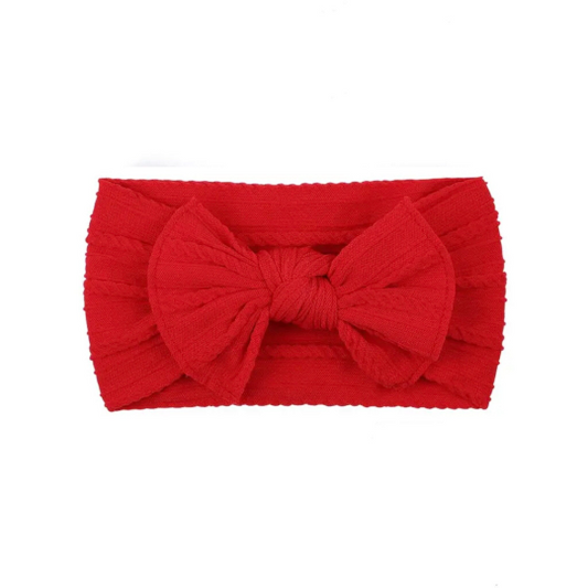 Red - Baby cable bow headband